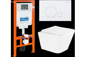 Комплект унитаза с инсталляцией BelBagno Due с кнопкой смыва белый