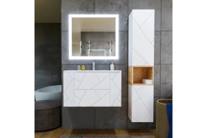 Тумба под раковину Бриклаер Кристалл 90 белая матовая (4627125415975) - 2