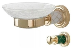 Мыльница настенная Boheme Murano золото с зеленым