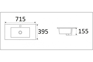 Раковина встраиваемая CeramaLux N 71.5 см белый (9393-70) - 2
