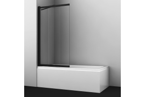 Шторка на ванну Wasserkraft Main 80х140 профиль черный стекло прозрачное