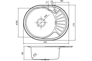 Мойка, нержавеющая сталь, шелк, чаша слева, 600*470, Suno S, IDDIS, SUN60SLi77 - 2