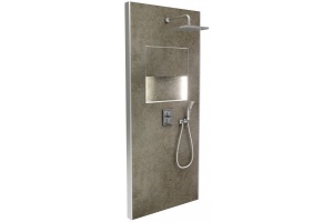 E803001-D35 душевая панель ECRIN встраиваемая в угол, с подсветкой, квадратный (облачно серый)