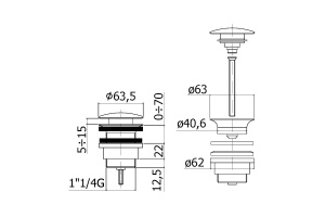 Донный клапан Cezares черный, матовый (CZR-SAT10-NOP) - 2