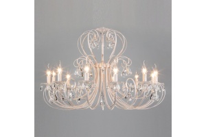 Подвесная люстра Eurosvet Alda 3305/12 белый с золотом/прозрачный хрусталь Strotskis