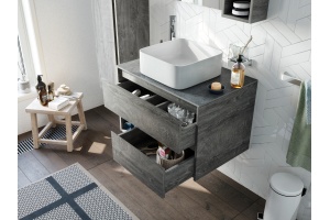 Мебель для ванной STWORKI Карлстад 75 дуб рошелье, роверелла, с отверстием для смесителя в столешнице - 2