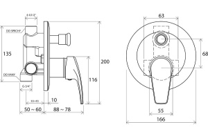 Смеситель Ravak Neo  NO 061 С ВНУТРЕННЕЙ ЧАСТЬЮ - 3
