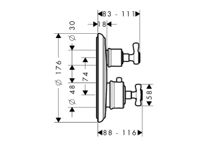 AX Montreux Встраиваемый термостат для душа, 2 потреб, (внешняя часть), цвет: хром - 2
