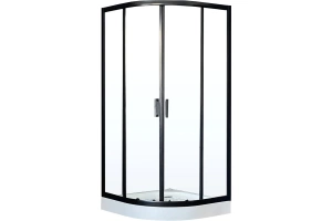 Душевой уголок Royal Bath НК 90х90 с поддоном профиль черный стекло прозрачное