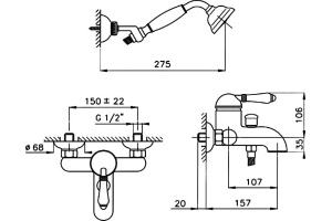 Смеситель для ванны Nicolazzi Classico золото (3401GB76) - 3