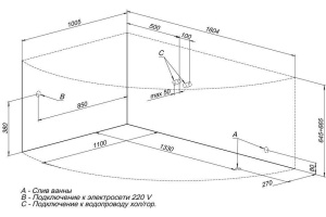 Акриловая ванна Aquanet Jamaica 160x100 L - 2