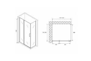 Душевой уголок Abber Sonnenstrand 120х75 хром стекло прозрачное - 2