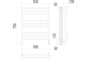 Электрический полотенцесушитель Terminus Прато П9 500х700 Хром - 3