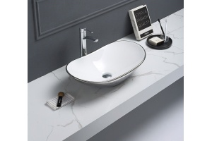 Раковина накладная CeramaLux NC 61.5 см белый/серебро (7811ASW)