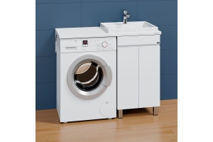 Тумба под раковину над стиральной машиной напольная Санта Марс 48 белый - 3