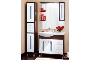 Зеркало-шкаф Бриклаер Бали 90 венге, белый глянец, R - 3