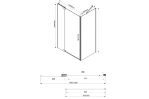 Душевой уголок Vincea Extra 120х90 черный стекло тонированное - 2