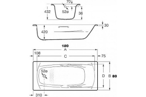 Стальная ванна Roca Swing 180x80 - 2