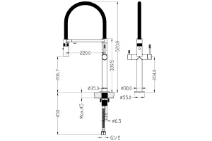Смеситель для кухни Boheme Uno c краном для питьевой воды сталь матовый - 2