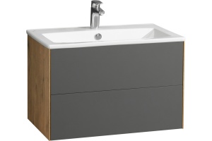 Тумба под раковину Aquaton Сохо 75 серый-светлое дерево - 2