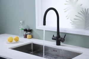 Смеситель для кухни Paulmark Salix с гибким изливом темно серый - черный матовый - 3