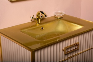 Тумба под раковину моноблок Boheme Armadi Art Monaco 80 бежевый глянец - золото - 2