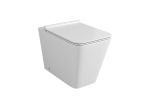 Унитаз GR-PR4414S (600*355*410) БЕЛЫЙ приставной БЕЗОБОДКОВЫЙ с тонкой крышкой, 1 место