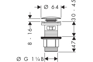 Донный клапан для раковины Hansgrohe 50105000 Push-Open - 2