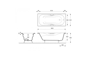 Ванна чугунная Delice Malibu 180х80 с отверстиями под ручки - 2