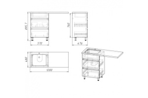 Тумба под раковину напольная Stella Polar Корделия 60 серая - 3
