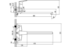 Смеситель для ванны с длинным изливом с керамическим дивертором Vibe, IDDIS, VIBSBL2i10WA - 2