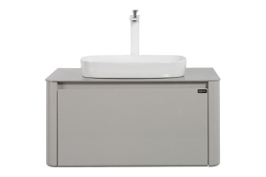 Тумба с раковиной Black&White Universell 80 серая глянцевая