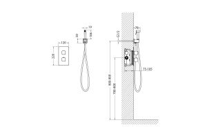 Смеситель встроенный с гигиеническим душем с термостатом Timo Petruma 5089/03SM черный