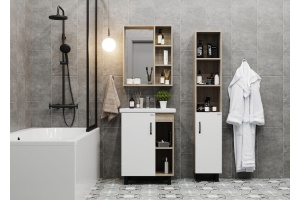 Шкаф-пенал Onika Тимбер 30.01 R белый - светлое дерево - 3