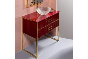 Тумба под раковину чашу Boheme Armadi Art Monaco 100 бордо глянец - золото