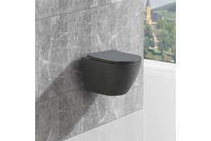 Унитаз подвесной Esbano Amapola с сиденьем микролифт, серый матовый (ESUPAMAPGM) - 2