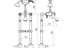 Смеситель Webert Ottocento OT720801010 напольный, золото - 2