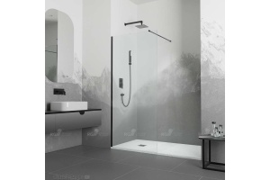 Душевая перегородка RGW Walk in 110х195 черная стекло прозрачное