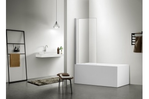 AQ DEL SBA 08015CH Шторка на ванну, одноэлементная, поворотная 800X1500 профиль хром, стекло прозрачное - 2