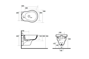 KERASAN Retro Биде подвесное  52*38см с 1 отв. под смеситель, цвет белый - 2