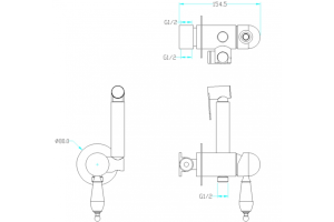 Гигиенический душ Boheme Imperiale золото с черным кристаллом Swarovski - 2