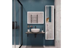 Мебель для ванной DIWO Элиста 80 чёрный мрамор, с раковиной Moduo 40 RING