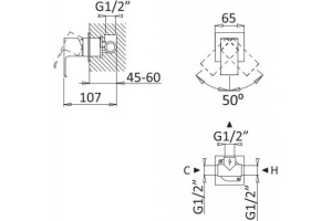 Смеситель Cezares Porta DIM BIO с внутренней частью, для душа - 2