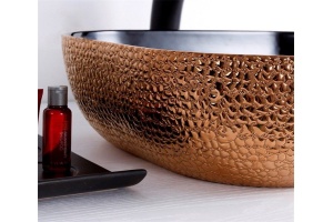 Раковина накладная CeramaLux NC 50 см черный/медный (золото) (D1302H024) - 3