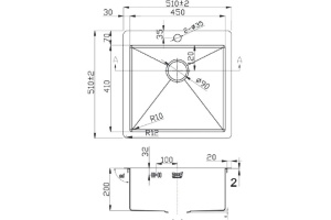 Мойка кухонная Zorg Light ZL R 510510 GRAFIT - 2