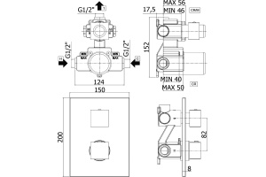 Термостат Paffoni Elle LEQ518NO/M С ВНУТРЕННЕЙ ЧАСТЬЮ, для ванны с душем - 2