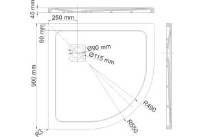 Поддон для душа Wasserkraft Dinkel 90х90 белый - 2