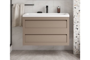 PLATINO База под раковину подвесная с двумя выкатными ящиками, Капучино матовый AM-Platino-900-2C-SO-CM - 2