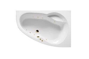 Ванна акриловая Excellent Newa Soft R 160х95 с гидромассажем белый - золото