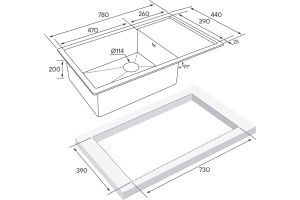 Мойка кухонная Paulmark Wing 78 брашированное золото - 3